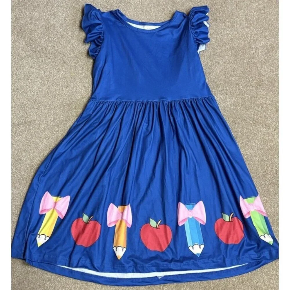 Girls School Dresses Blue Pencils